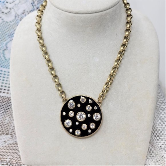 Enameled Rhinestone Necklace by Kiam Family Gold - Picture 8 of 10